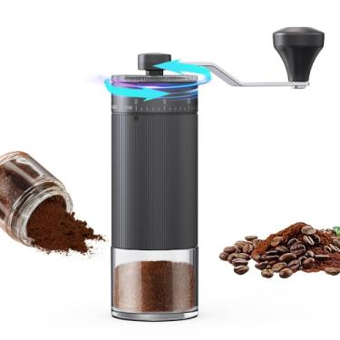 Imagem de KharWette Moedor de café manual para café expresso prensa francesa com rolamento duplo, capacidade de ajuste externo de 25 g (rebarba de cerâmica-preto)