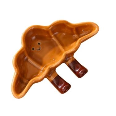 Imagem de Conjunto de pratos de cerâmica de pão fofo de desenho animado, 7 estilos, pratos infantis para frutas, sobremesas, pires em forma de pão à prova de forno para churrasco (12,5 x 8 x 2 cm)