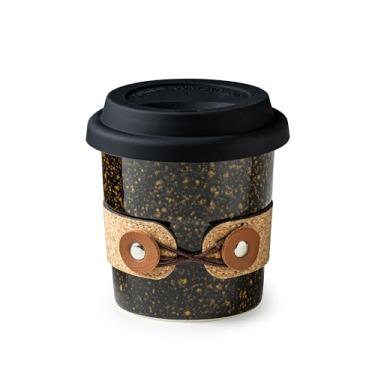 Imagem de Cormomu Caneca de café de viagem, copo de café de cerâmica com tampa, caneca de chá de porcelana, copos de acampamento reutilizáveis, seguro para micro-ondas e lava-louças, estilo moderno, presentes