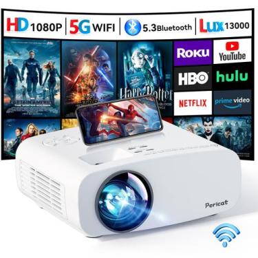 Imagem de Projetor Pericat 4K compatível com Bluetooth WiFi 1080P nativo