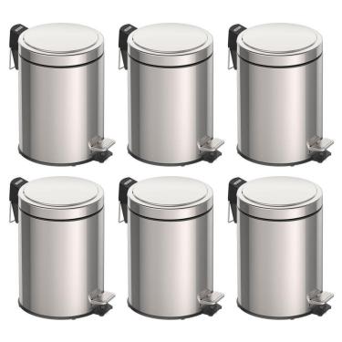 Imagem de Kit Com 6 Lixeiras Brasil Inox Tramontina 5 Litros Com Pedal