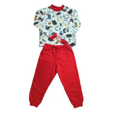 Imagem de Pijama infantil masculino de inverno moletinho peluciado por dentro 0 