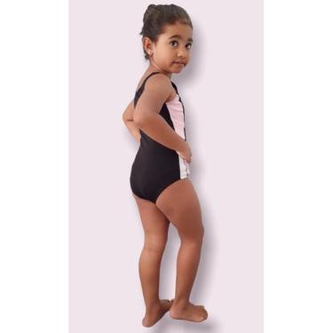 Imagem de Maiô Infantil Bicolor Natação - Suport Fitness, Feminino, Preto, Rosa,