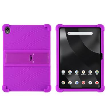 Imagem de Kwamaz Capa para tablet Onn de 11 polegadas (2024) modelo 100146660, capa infantil de silicone macio com suporte para Walmart Onn Surf Tablet capa de 28 cm, roxa