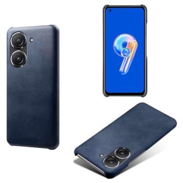 Imagem de Capa para Asus ZenFone 9,Proteção contra quedas,Casca de volta de cor sólida simples,Design de couro de imitação de plástico-Blue