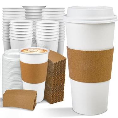 Imagem de Copos de café de papel descartáveis Ginkgo 20 onças, pacote com 100 ta