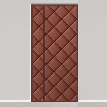 Imagem de Cortina De Porta Magnética Térmica Isolada, Fechamento Magnético Quente De Inverno Cortina De Isolamento Acústico Pesado De Couro Pu à Prova De Vento, Par, Brown, 1.2x2.2m/3.94x7.22ft