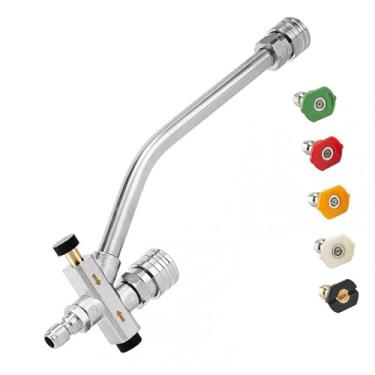 Imagem de Generic Acessório de conector duplo para canhão de espuma 1/4 de polegada portátil 5 bicos de pulverização para lavagem de carros e beleza de veículos