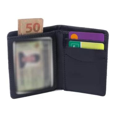 Imagem de Carteira Masculina Casual Slim Em Couro Para Cnh E Cartões Pull Up Preto