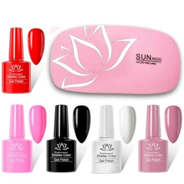 Imagem de Kit 5 Esmaltes em Gel para Unhas Profissionais – Branco, Preto, Nude, Rosa e Vermelho