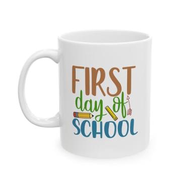 Imagem de Caneca de cerâmica do primeiro dia de aula, presente para professores, xícara de café de volta às aulas, decoração de sala de aula, presente divertido para estudantes