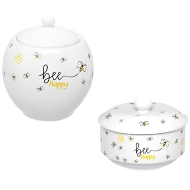 Imagem de Kit Honey Açucareiro com Colher 350ml e Manteigueira 10cm em Porcelana Branca