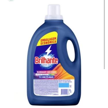 Imagem de Brilhante Limpeza Total, Detergente Líquido, Blindagem das Cores, Embalagem Econômica, 5L, 50 Lavagens