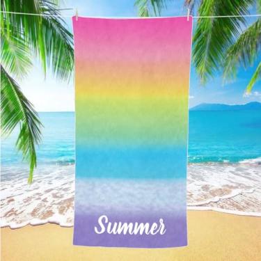 Imagem de Toalhas de praia personalizadas de cor arco-íris gradiente toalha de praia personalizada para mulheres e meninas toalhas de praia personalizadas para crianças e adultos