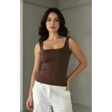 Imagem de Blusa regata básica Lisa feminina com forro sem Bojo Casual - Tribo mo
