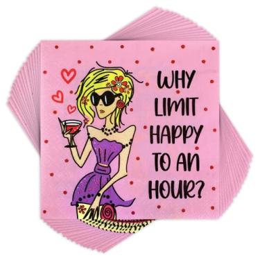 Imagem de Tenceur 100 guardanapos de coquetel engraçados para noite feminina Por que limitar a felicidade a uma hora guardanapos de papel para namoradas despedida de solteira ou festas pré-casamento