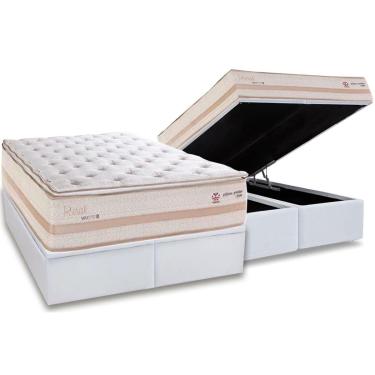 Imagem de Conjunto Box Baú King: Colchão Molas Herval Maxspring Real + Base CRC Linhão White (193x203)