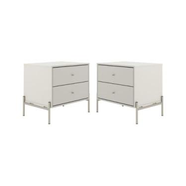 Imagem de Kit 2 Mesa de Cabeceira 2 Gaveta Jasper Champanhe Off White - Provínci