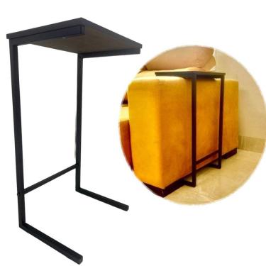 Imagem de Mesa Mesinha Para Notebook Lateral Sofá Aço E Madeira