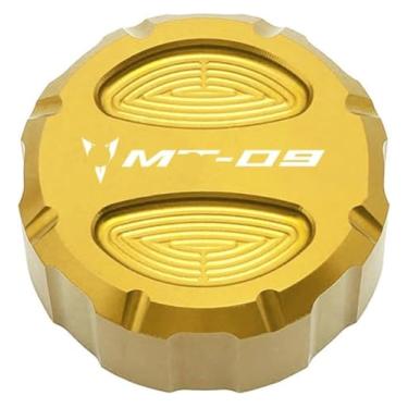 Imagem de Acessórios CNC para motocicleta, tampa do reservatório de fluido de freio dianteiro traseiro compatível com Y&AMAHA MT09 MT-09 FZ09 2015-2019 2020 (tampa traseira dourada)