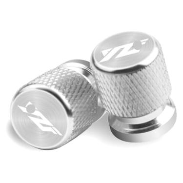 Imagem de 2 peças de tampas de tampa de haste de porta de ar de válvula de pneu de metal acessórios de motocicleta compatíveis com Y&AMAHA YZF R1 R3 R6 R25 R125 R1M YZFR1 YZFR6 YZFR3 (prata)