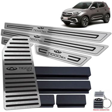 Imagem de Descanso Soleira Chery Tiggo 5X 2019 2020 Preto Baixo Relevo