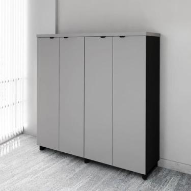 Imagem de Armário Alto Duplo 1,58m para Escritório com 4 Portas de Abrir e Puxad