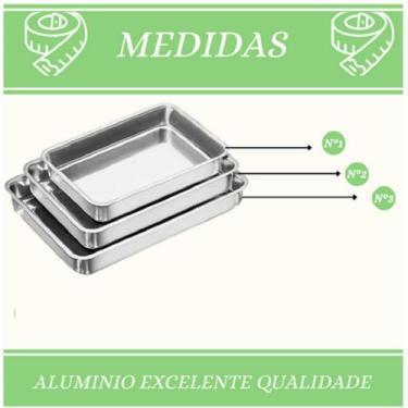 Imagem de Jogo 3 Forma de Bolo Retangular Alumínio Profissional - Lima formas