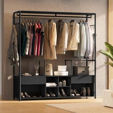 Imagem de Guarda Roupa Roupeiro Organizador Casal Expositor Roupa - Straso, Pret