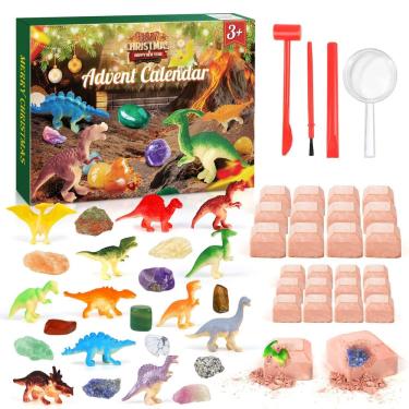 Imagem de Calendário do Advento Malhaii Kids Dinosaur Gemstone Dig Kit 2024