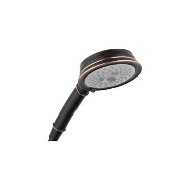 Imagem de hansgrohe Chuveiro de mão clássico Croma 100 de fluxo baixo de 12,7 cm clássico 3 completo, massagem pulsante, Turbo intenso 04753920, bronze polido