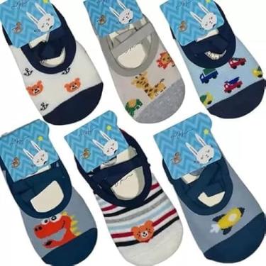 Imagem de Kit 4 Pares Meia Sapatilha Antiderrapante criança Menino e Menina - Infantil (2 a 4 menino)