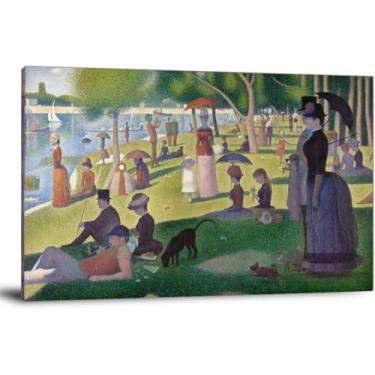 Imagem de Zeichn8u A Sunday on La Grande Jatte de Georges Seurat, reprodução de pintura a óleo, impressão giclée, arte de parede em tela, para decoração de casa, quarto, escritório, moldura de 105 x 70 cm (41 x