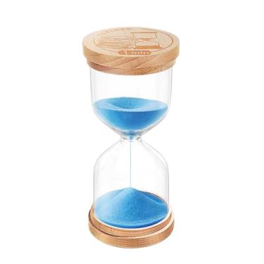 Imagem de Temporizador de areia de 1 minuto, relógio de areia de plástico para crianças, ampulheta acrílica inquebrável, pequena ampulheta de 1 minuto para sala de aula, jogos, decoração (azul madeira)