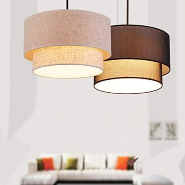 Imagem de E27 LED Pendente Luz Tecido Vintage Tecido Rústico Sala de Jantar Mesa de Jantar Luz de Teto para Sala de Estar Moderna Quarto Estudo Hall de Entrada Lustre Retro 3 Lâmpadas Comprimento 50 c