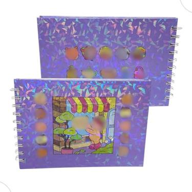 Imagem de Livro de Colorir com 48 Folhas Papel Grosso Capa Dura Brilhante Holográfica vem com folha protetora de acetato (Roxo)