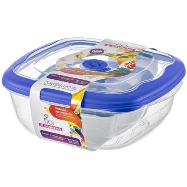 Imagem de Conjunto De 3 Potes Plásticos Quadrados Azul - 712-5c - Sanremo