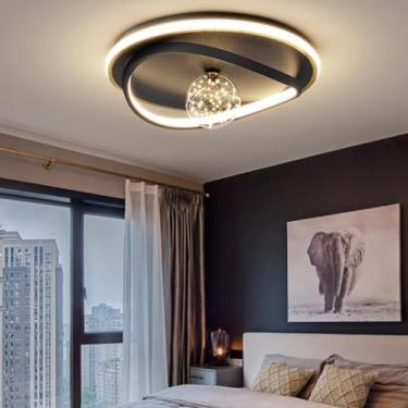 Imagem de Luminária de teto LED moderna regulável com controle remoto 3000K-6000K, lâmpada de teto decorativa de acrílico para sala de estar, quarto infantil, cozinha, sala de jantar, lustre, home off