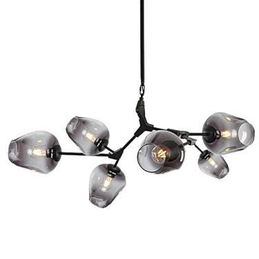 Imagem de Lustre Sputnik moderno, lustre de metal com gradiente, luminária pendente de meados do século, luminária de teto dourada, compatível com corredor, bar, cozinha, sala de jantar (fumaça)