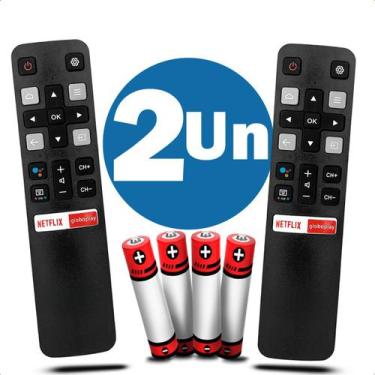 Imagem de Kit 2 Controle Remoto Compatível Com Smart Tv TCL Android GloboPlay Ne