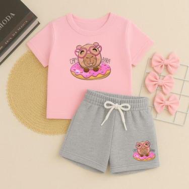 Imagem de Conjunto Infantil Feminino Estampa Capivara Donuts 631 Roupa de Menina