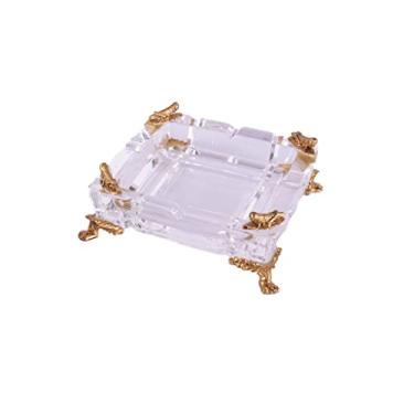Imagem de Cinzeiro de ervas daninhas cinzeiro de vidro simples com cobre, cinzeiro criativo retro para sala de estar, mesa de café, ornamentos de escritório cinzeiros para cigarros (S)