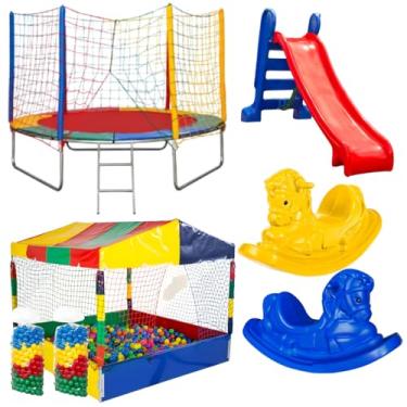 Imagem de Piscina de Bolinhas Infantil com Pula Pula Escorrega e Gangorra