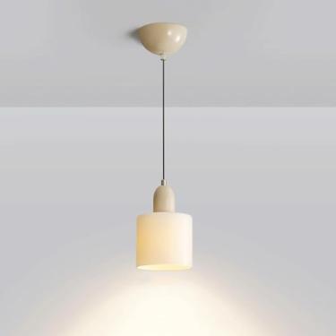 Imagem de YQSLQZZ Luminária pendente de vidro branco, iluminação decorativa de cabeceira de quarto, luzes de teto suspensas, sala de jantar, cozinha, ilha, lustre de teto, luzes E27*1