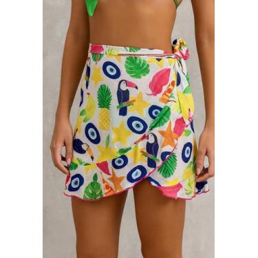 Imagem de Saida de praia Curta de Amarrar na lateral proteção UV - Penelópe Joy,