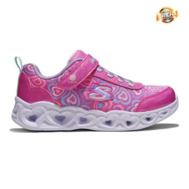 Imagem de Tênis Skechers Heart Lights Boogie Love Infantil, Rosa, Lilás, 30