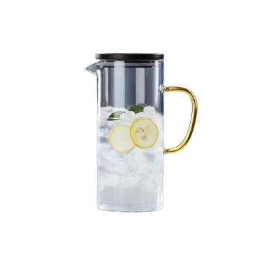 Imagem de Jarro Jarra de água fria vidro espessada, chaleira suco doméstica com alça, jarra bebida chá gelado alto teor borosilicato(Clear)