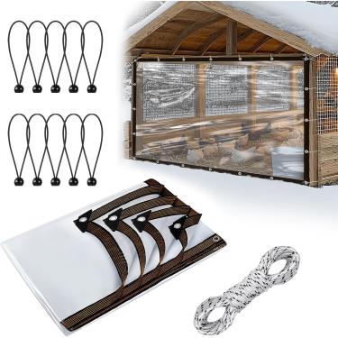 Imagem de Capa de galinheiro de 2,5 x 3,5 m para o inverno - Lona impermeável durável para galinheiro com cordões elásticos e corda, fácil de instalar para gaiola de galinha grande, caneta de corrida para