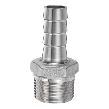 Imagem de HARFINGTON Encaixe de farpa de mangueira de aço inoxidável 0,6" (16 mm) farpado x 3/10.2 cm NPT encaixe de tubo macho mangueira de ar acessórios de farpa acoplador adaptador de conector de rosca para