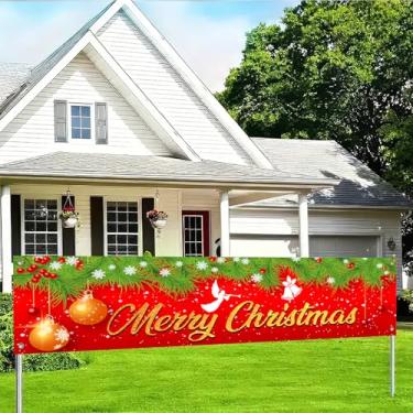 Imagem de BlissYard Faixa de Feliz Natal, guirlanda de pinheiro, decoração de anjo, pano de fundo, 198 x 43 cm, decoração de parede, festa festiva, decoração de parede, para decoração de festa e decoração